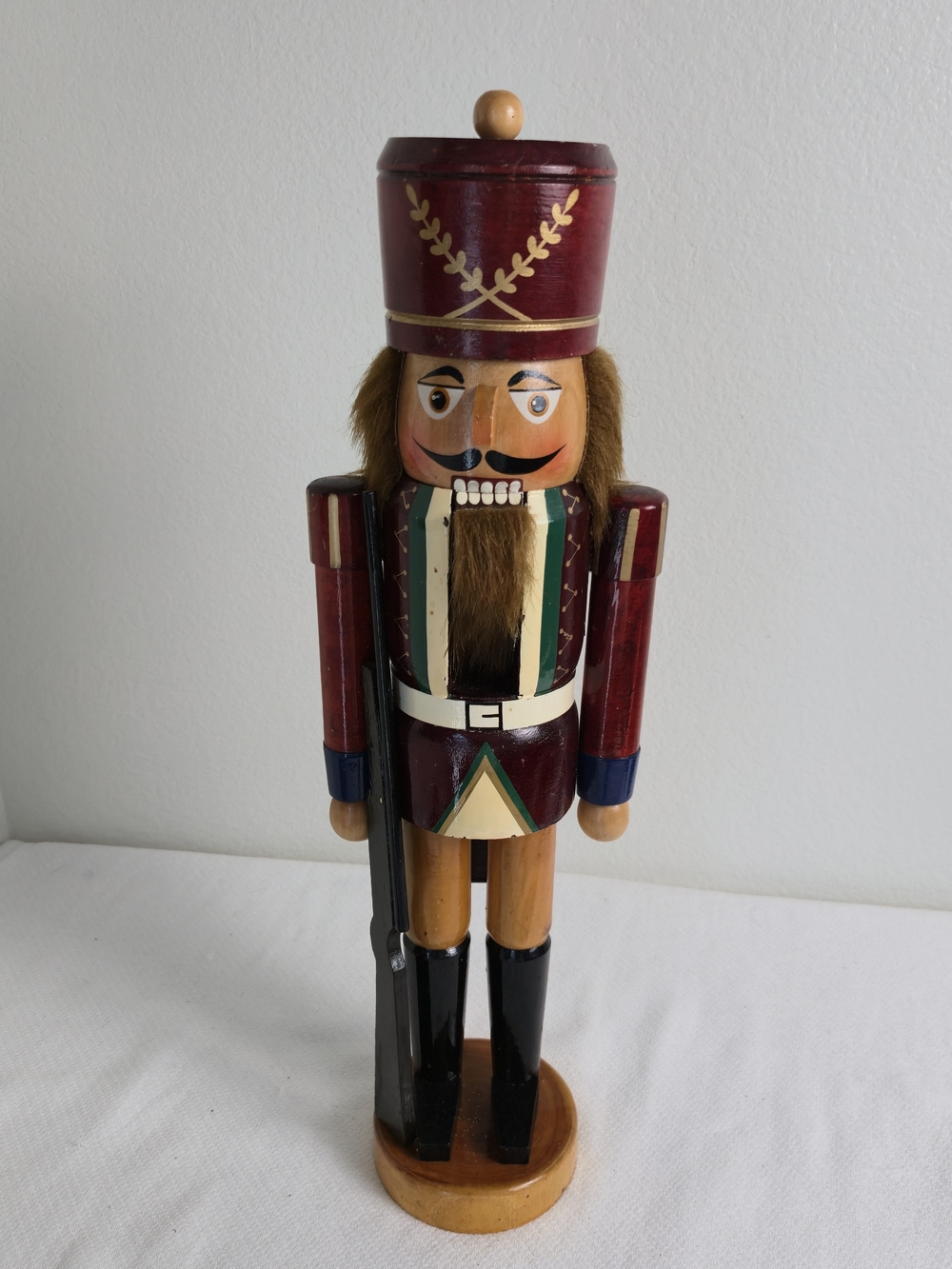 Vintage Wooden Soldier Nutcracker Guard Rifle Christmas Decor 20"